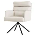 ML-Design Esszimmerstuhl drehbar, Beige, Wohnzimmerstuhl mit Armlehne & Rückenlehne, Drehstuhl Auto-Position, Polsterstuhl mit Polyesterbezug und abnehmbares Rückenkissen, Küchenstuhl mit Stahlgestell