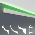 HEXIM LED Stuckleisten Muster - Indirekte Beleuchtung mit Deckenleisten aus PU, leicht & lichtundurchlässig- (20cm LED-19) Dekoration Ecke Spot Innen