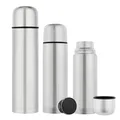GRÄWE Isolierflaschen-Set 3-teilig Edelstahl 0,35 Liter,0,5 Liter und 1 Liter - Silber