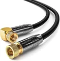 deleyCON 1,5m SAT Antennenkabel Satellitenkabel Koaxialkabel - HDTV Full HD 4K - F-Stecker 90° Gewinkelt zu F-Stecker Gerade - Schwarz