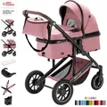 Daliya® FLEXI-PRO M 2in1 Kombikinderwagen Buggy Sportwagen Reise-Kinderwagen Leichter Babywagen Klappbar mit Liegefunktion Höhenverstellbar Umbau... - Rosa