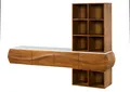 Wohnwand Akazie 204x40x145 natur lackiert / Marmor weiß MONTREAL #143