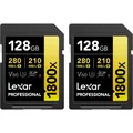 Lexar Professional 1800x (2 Pack) (128 GB, SDXC, U3, UHS-II) (LSD1800128G-B2NNG)