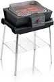 SEVERIN SEVO GS Elektrogrill mit Untergestell für drinnen und draußen, Standgrill mit schnellem Grillstart bis 500 °C, Balkon Grill mit Slow Cooking Option, Edelstahl/Schwarz, PG 8119