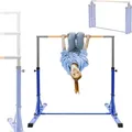 Hauki Gymnastik Turnreck, Blau, Gymnastikstange faltbar, Kinder Reckstange höhenverstellbar 95,5-150 cm, Holz/Stahl, Trainingsgeräte Indoor/Outdoor - Blau