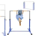 Hauki Gymnastik Turnreck, Blau, Gymnastikstange faltbar, Kinder Gymnastics Bar, Reckstange höhenverstellbar 95,5-150 cm, Turnstange Holz/Stahl, Trainingsgeräte Indoor/Outdoor Übungsstange Heimtraining