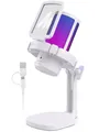 MAONO USB Gaming Mikrofon, Noise Cancellation Kondensator Microphone mit Mute, Gain, Monitoring, Pop-Filter für Streaming, Podcast, Twitch, YouTube, Discord, PC, Computer, PS4&5, Mac, DGM20，Weiß