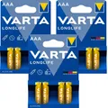 3 x Varta Longlife AAA LR03 Batterie Alkaline Micro  1,5 V  (4er Pack)