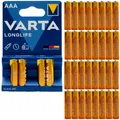 Varta Longlife Batterie AAA Micro 4103 8 x 4 Stück LR03 1,5V Made in Germany