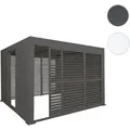 Alu Pergola HWC-L46, Pavillon Terrassenüberdachung, 6x Lamellenpaneel 6x Schiebetüren, 11cm-Gestell, 3x3m ~ anthrazit