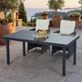 Poly-Rattan Gartentisch Cava, Esstisch Tisch mit Glasplatte, 160x90x74cm anthrazit