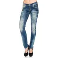 Cipo & Baxx Regular-fit-Jeans Damen Jeans Hose mit dicken Nähten Jeanshose mit weißen und orangenen dicken Nähten 26
