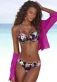 Push-Up-Bikini-Top "Santini", im floralen Design, Gr. 34 - Cup C, schwarz-bedruckt Cup C