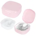 Zikenis Zahnprothesenbox mit Sieb,Zahnspangendose Gebissdose,Tragbare Prothesendose Abdeckung,Zahnprothese Box Retainer,Protesenbehälter Zahnschiene Box fur Halterung,Reinigungsbox (Rosa)