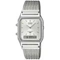 Casio Vintage-Uhr AQ-230EM-7AEF Analog-Digital Mailänder Kettengelenkarmband Uni - Silber