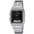Casio Armbanduhr Uhr Retro AQ-230A-1DMQYES Schwarzes Ziffernblatt Digital Edelst