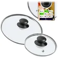 KADAX Glasdeckel Set "Pecoraro", Deckel mit Griff, mit Dampfloch, Topf- und Pfannendeckel, 20 cm + 16 cm