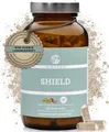 QIDOSHA SHIELD - Jod Selen Komplex für die Schilddrüse Kapseln, plus L-Tyrosin, Eisen, Zink, Ashwagandha, Cordyceps, Agaricus blazei & den Vitaminen A, D3, B12, hochdosiert, natürlich und vegan (Glas, Mit Jod) à 120 St., 92 g