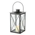 Laterne mit Glaseinsatz Windlicht  schwarz Stalllaterne H 30 cm