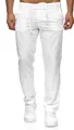 Reslad Herren bequeme Baumwollhose Leinenhose Optik Strandhose RS-3000 Weiß 2XL
