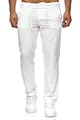 Reslad Leinenhose Männer Chino Herren-Hose lockere Sommer Stoffhose Freizeithose aus bequemer Baumwolle lang RS-3000 Weiß 2XL