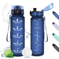 KollyKolla Trinkflasche 500ml, Wasserflasche Auslaufsicher, Trinkflasche Sport, Wasserflasche Kohlensäure Geeignet, Sportflasche mit Zeitmarkierungen, Sportflasche für Gym, Scuola, Ciclismo, Outdoor