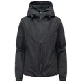 MARIKOO Damen Übergangsjacke (XS-3XL) wasserabweisend, mit Kapuze, 3 Taschen - N134 - Schwarz Größe L - Gr.L