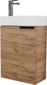 Planetmöbel Waschbeckenunterschrank inkl. Keramikwaschbecken 40cm mit Armatur chrom Gäste WC Gold Eiche