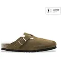 Birkenstock für Damen. 1001141 Clogs aus Leder Boston mit Lammfell (Schmale Passform) braun (40), Wohnung, Keine, Lässig