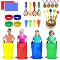 Waylipun Outdoor Spiele für Kinder, 36Pcs Kindergeburtstag Partyspiele Gartenspiele für Kinder, Sackhüpfen Säcke, Eierlaufen, 3Bein Rennen, Ringwurfspiel, Medaillen, Partyset für Jungen Mädchen