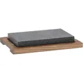Kela Country Servierstein mit Sockel, Granit/Akazienholz, 24×16×4 cm - Grau