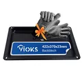 VIOKS Tiefes Backblech 42x37 / Baking Tray Ersatz für AEG Backblech ausziehbar 353193923/3 SET + Ofenhandschuhen für Backofen SET & Gorenje Bаckblech Tief Herd Bаckblech klein für Herd Backofenset