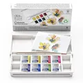 Winsor & Newton 0390671 Cotman Aquarellfarben im Set, Lebendige Aquarellfarben mit ausgezeichneter Transparenz im 8 Farben Set mit Taschenpinsel - Blumenmalerei