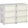 Schubladenschrank Für Kinder Mit Stauraum Aufbewahrungsboxen Spielzeug-organizer Spielzeugkiste Sechs Ebenen Für Kinderzimmer 3-6 Jahre Kindermöbel Cremeweiß 75 X 37 X 56,5 Cm - Homcom