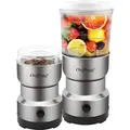 Cheffinger, Mini Blender 300W 2-in-1 Edelstahlklingen + Kaffeemühle, Grau - Grau