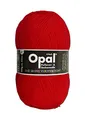 Opal Uni (425m) 4-fädiges Garn - Wollmischung, leuchtende Volltonfarben, Garn für warme Socken und Pullover, 5180 Rot, 1 x 100 g