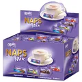 Milka Naps Mix, 355 Naps, 1,702 kg, Mini-Schokoladentäfelchen aus Alpenmilch, Erdbeer, Haselnuss und Crème au Cacao