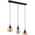 Trio Leuchten Pendelleuchte Lumina, Schwarz, Bernstein, Metall, Glas, 19.5x150x68.8 cm, Lampen & Leuchten, Innenbeleuchtung, Hängelampen, Pendelleuchten