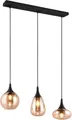 TRIO LEUCHTEN Pendelleuchte "Lumina, E14 Hängelampe 3-flammig Glasschirme in 3 Formen amberfarbig", schwarz (schwarz matt), 3, H: 150cm, 1 Stk., Leuchten, exkl 3x E14 max 40W, Hängeleuchte höhenverstellbar bis max 150 cm, Pendelleuchte