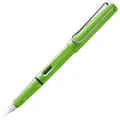 Lamy safari green Füller - Füllhalter mit ergonomischem Griff & polierter Stahlfeder in Strichbreite F - robuster ASA-Kunststoff - inkl. Tintenpatrone T 10 blau - Rechtshänder