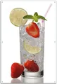Wallario Sichtschutzzaunmatten Glas Wasser mit Erdbeeren