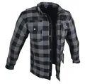 Motorradhemden Biker Hemdjacke Wasserdicht & Winddicht Motorrad Kariertes Hemd mit Protektoren Jacke Flanell Lumber Aramid (DE/NL/SE/PL, Alphanumerisch, XXL, Regular, Regular, Grau)