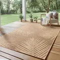 SIMPEX Indoor Outdoor Teppich Wetterfest Sisal, Boho Modern Design, Küche, Terrasse, Garten und Balkon, Größe: 240 x 340 cm, Farbe: Braun-1 - Braun