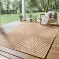SIMPEX Indoor Outdoor Teppich Wetterfest- pflegeleicht im natürlichen Jute-Look, Sisal Teppich Wohnzimmer, Küche, Terrasse, Garten und Balkon, 240x340 cm