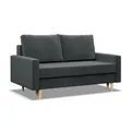 Mebligo - Sofa mit Schlaffunktion und Bettkasten Blank, 2 Sitzer Sofa 152 cm Breit, Schlafsofa, Ausziehbares Couch auf Holzfüßen,Schlafcouch - Dunkelgrau