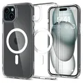 Spigen für iPhone 15 Plus Ultra Hybrid MagFit Hülle [Anti-Yellowing] Case Handyhülle Transparent Dünn Slim Kompatibel mit MagSafe -Weiß