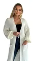 Mississhop 384 Longstrickjacke extra Lange Strickjacke Cardigan Jacke Creme