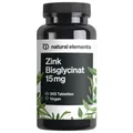 natural elements Zink 15mg – 365 Tabletten – gut verträgliches Zinkbisglycinat (Zink-Chelat)
