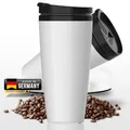 Kaffeebecher to go - Thermobecher auslaufsicher 350ml für Kaffee & Teeliebhaber - BPA-freier Doppelwandiger Isolierbecher mit Deckel - Travel Mug fürs Büro, Schule & Auto, Farbe:Weiß