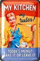 Retro Blechschild My Kitchen My Rules, Bild Küche, Schilder mit Sprüchen 20x30